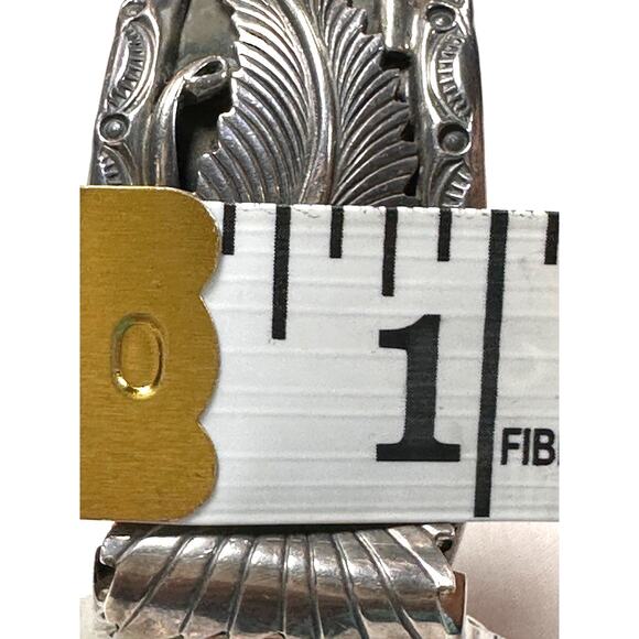 NAVAJO Sterling Silver Watch Bracelet Marked Native by Daniel Wood Heavy - Picture 7 of 12